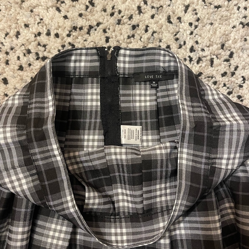 Grey & Black Plaid Skirt